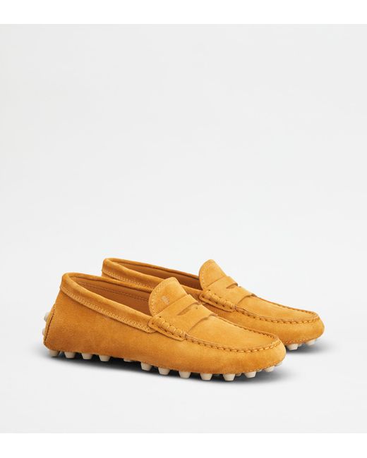 Tod's Orange Gommino Bubble Loafers