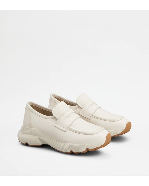 Tod's White Sporty Loafers