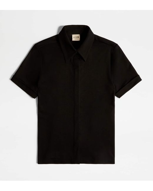 Tod's Black Shirt In Jersey