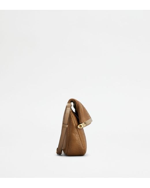 Tod's Brown Bag Flap Aus Straußenleder Small