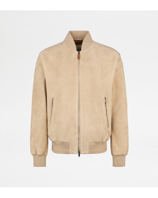 Tod's Pashmy-Bomberjacke Aus Veloursleder in Natural für Herren