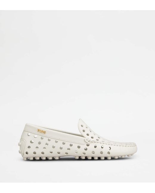 Tod's White Gommino Loafers