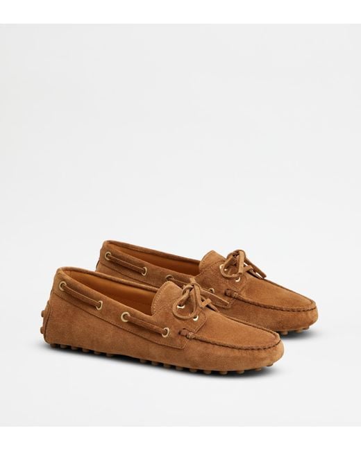 Tod's Brown Segelschuh-Gomminos Aus Veloursleder