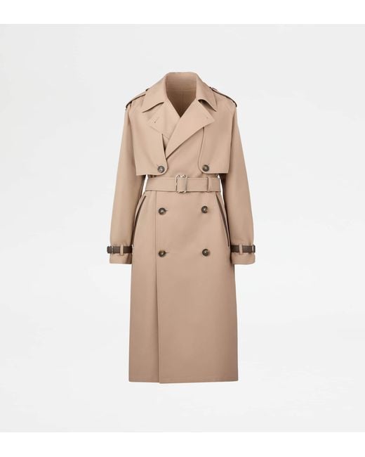 Tod's Natural Trench Coat With Removable Cape