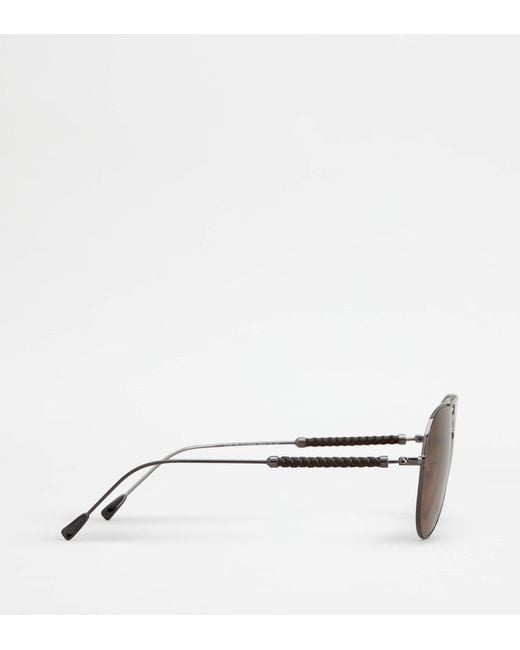 Tod's Brown Teardrop Sunglasses With Temples for men