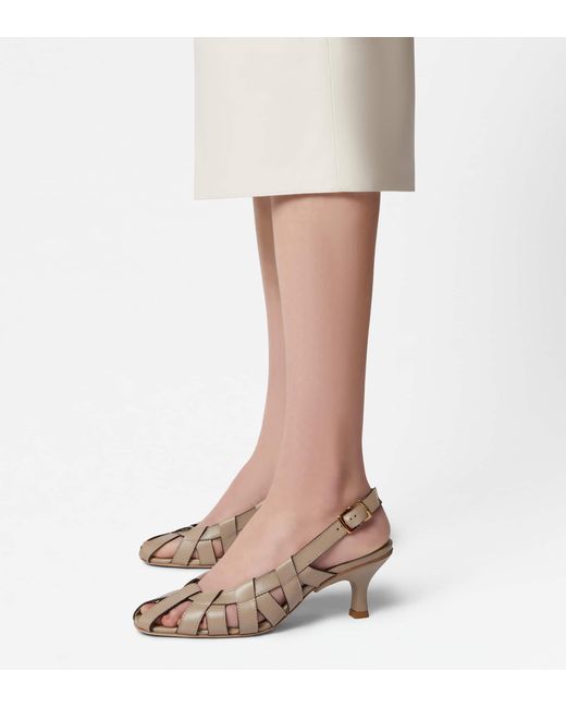 Tod's Natural Slingback Pumps In Leather