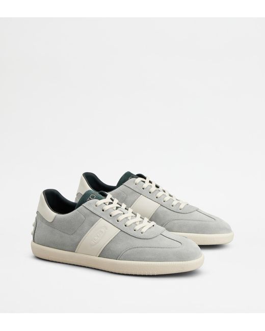 Tod's White Tabs Sneakers In Suede for men