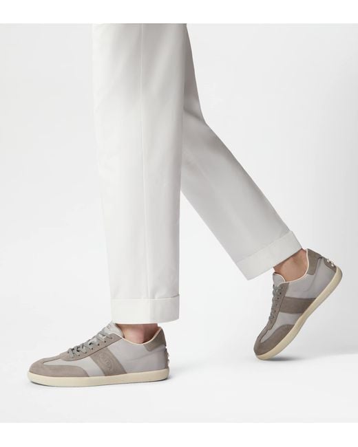 Tod's White Tabs Sneakers In Smooth Leather And Suede