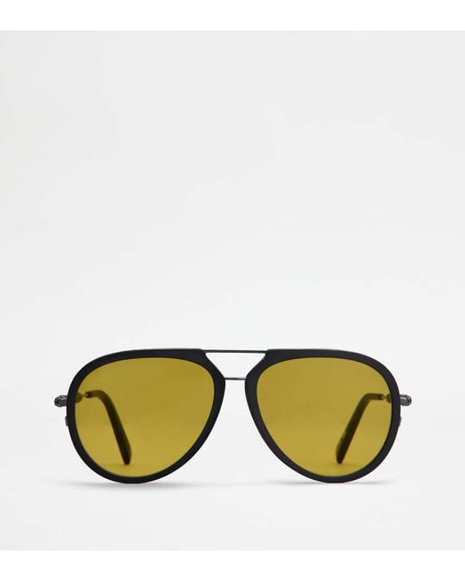 Tod's Green Sunglasses With Temples In Leather