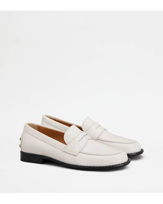 Tod's White Metal Dots Loafers