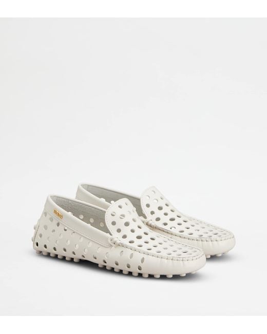 Tod's White Gommino Loafers