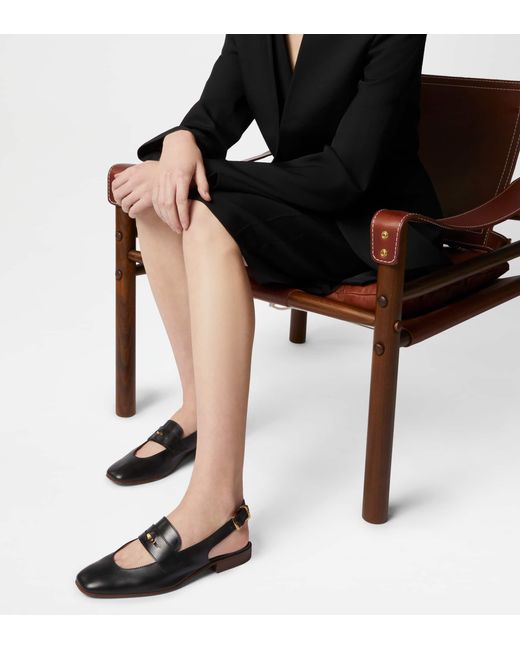 Tod's Black Slingback Loafers In Leather