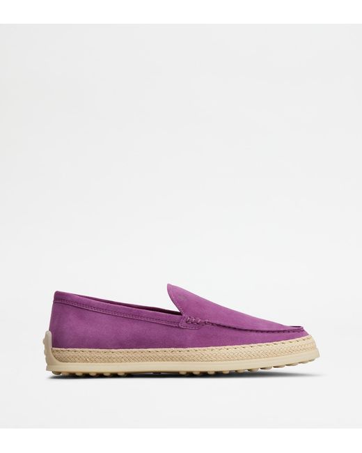Tod's Pink Slipper Loafers In Suede