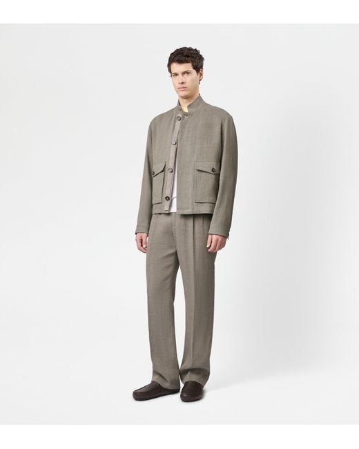 Tod's Gray Trousers With Linen Blend Darts for men