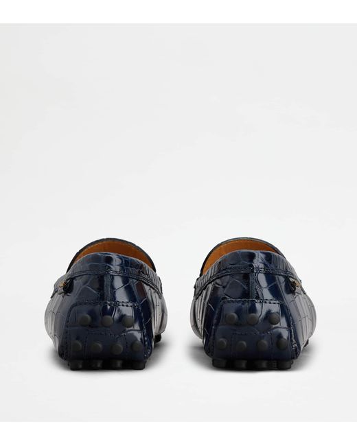 Tod's Blue Gommino Driving Shoes In Leather
