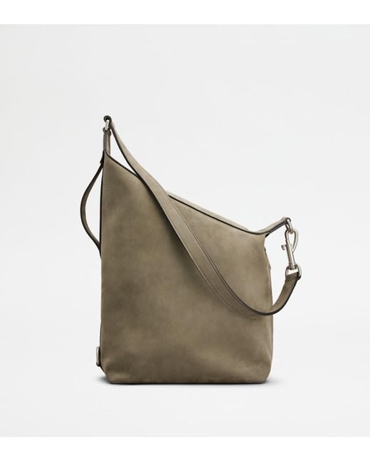 Tod's Gray Meda Bag Aus Nubukleder Small