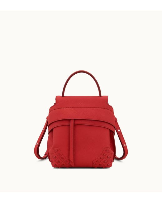 Tod's Leather Wave Backpack Mini in Black (Red) | Lyst