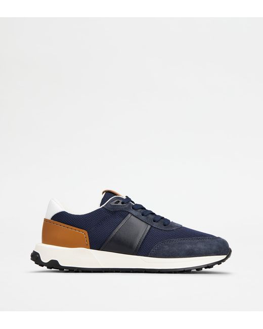 Tod's Blue Sneakers In Leather And Technical Fabric for men