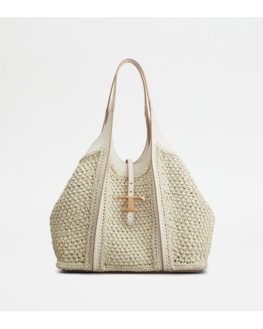 Tod's Natural Shopper T Timeless Medium Aus Bast Und Leder