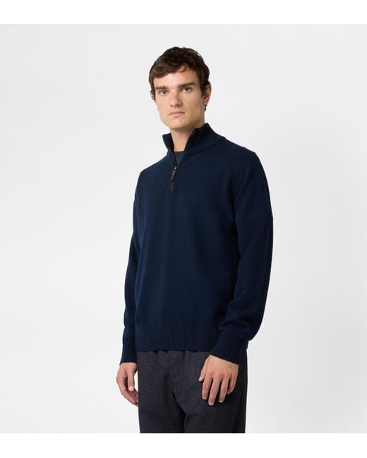 Tod's Blue Half Zip Jumper for men