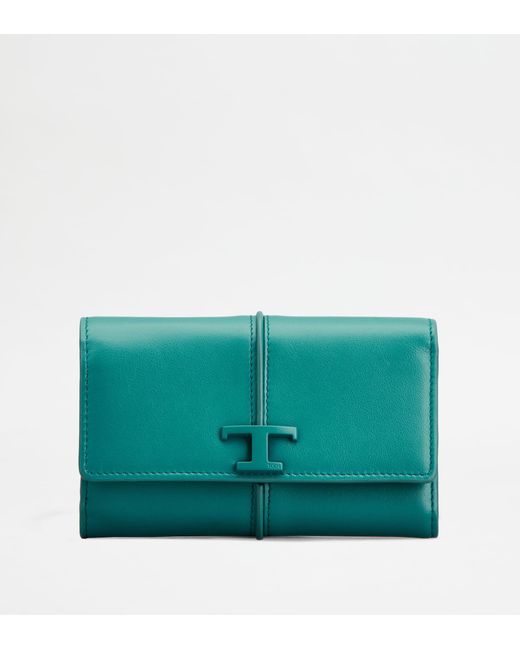 Tod's Blue T Timeless Wallet In Leather