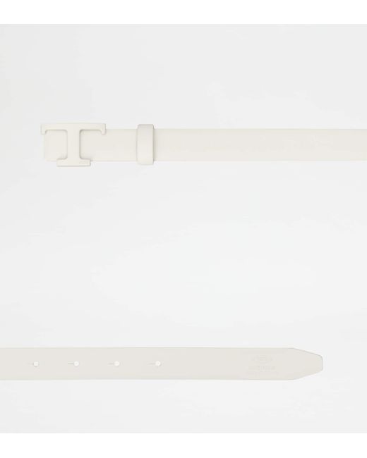 Tod's White T Timeless Reversible Belt In Leather