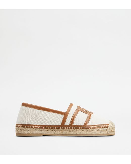 Tod's Natural Kate Espadrilles In Canvas And Leather