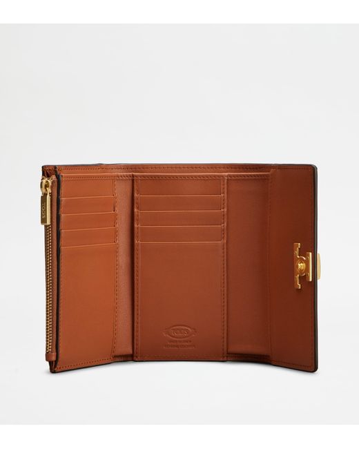Tod's Brown T Timeless Wallet In Leather