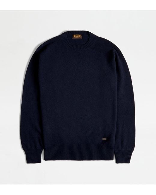 Tod's Blue Cashmere Blend Round-Neck Pullover for men