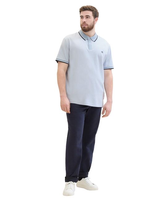 Tom Tailor Plus - Basic Poloshirt in Blue für Herren