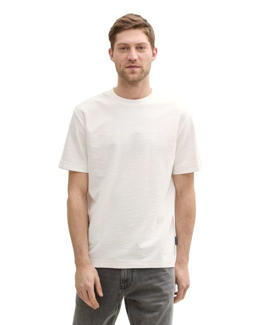 Tom Tailor Basic T-Shirt mit Struktur in White für Herren