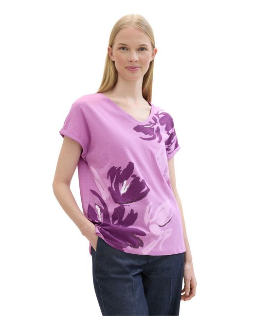 Tom Tailor Pink Print T-Shirt mit Bio-Baumwolle