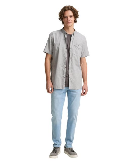 Tom Tailor DENIM Regular Fit Kurzarmhemd mit Brusttasche in Gray für Herren