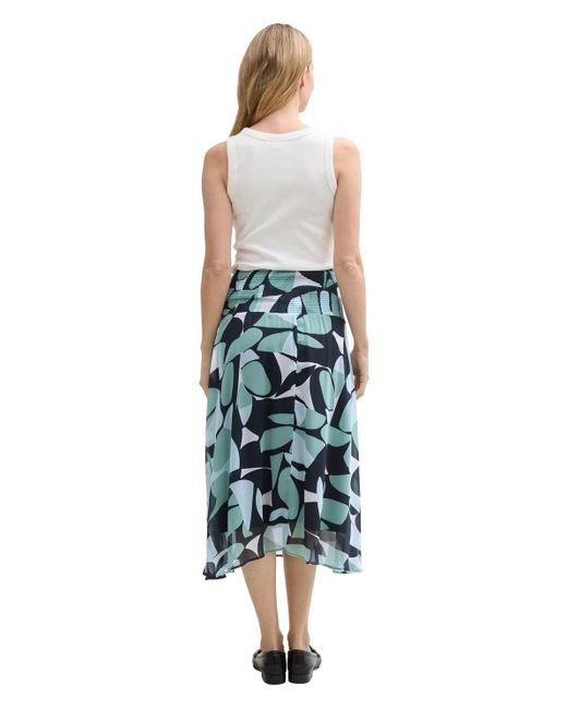 Tom Tailor Green Chiffon Midi-Rock mit Muster