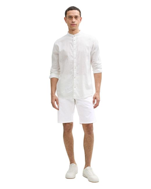 Tom Tailor Slim Chino Shorts mit Leinenanteil in White für Herren