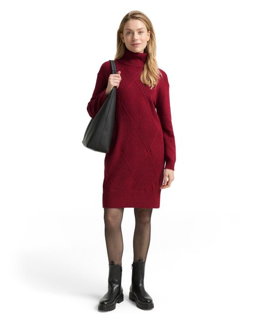 Tom Tailor Red Loose Fit Strickkleid