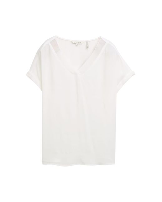 Tom Tailor White Loose Fit Bluse mit V-Ausschnitt