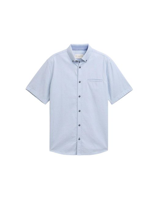 Tom Tailor Regular Fit Kurzarmhemd aus Baumwolle in Blue für Herren