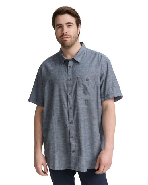 Tom Tailor Plus Size - Kurzarmhemd mit Brusttasche in Blue für Herren