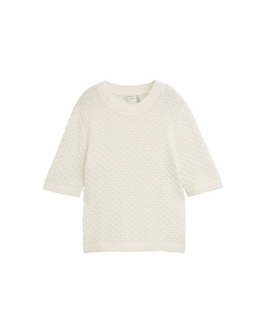 Tom Tailor White Strickpullover mit Struktur