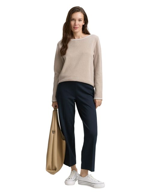 Tom Tailor Natural Strickpullover mit U-Boot-Ausschnitt