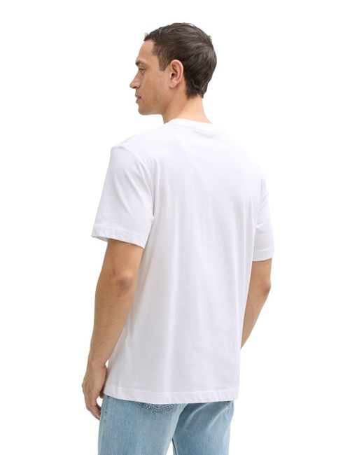 Tom Tailor Basic T-Shirt mit kleinem Logo-Print in White für Herren