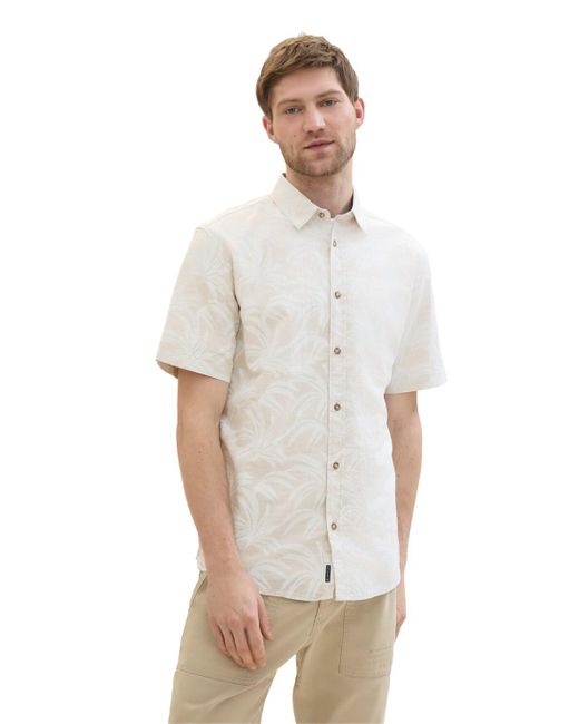 Tom Tailor Kurzarmhemd mit Print in White für Herren