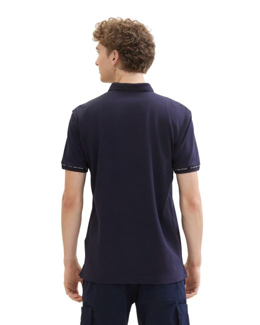 Tom Tailor DENIM Poloshirt mit Ärmeldetail in Blue für Herren