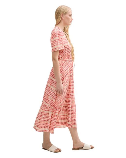 Tom Tailor Pink Maxi-Kleid mit Muster