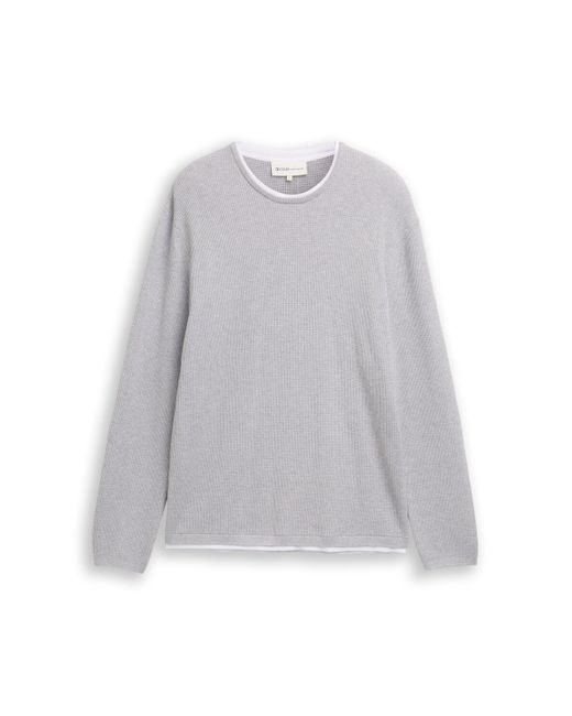 Tom Tailor DENIM 2-in-1 Strickpullover aus Baumwolle in Gray für Herren