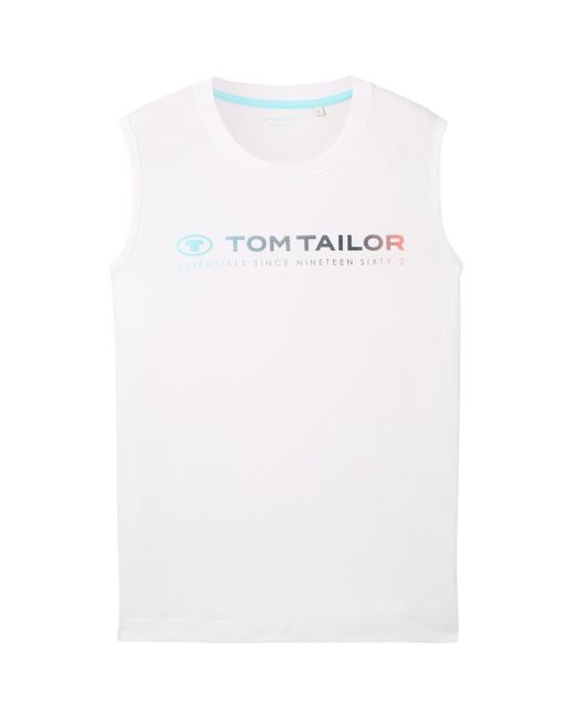 Tom Tailor Tanktop mit Logo Print in White für Herren