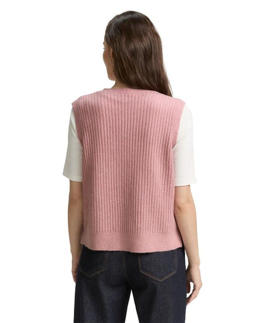 Tom Tailor Pink Ripp Pullunder mit V-Ausschnitt