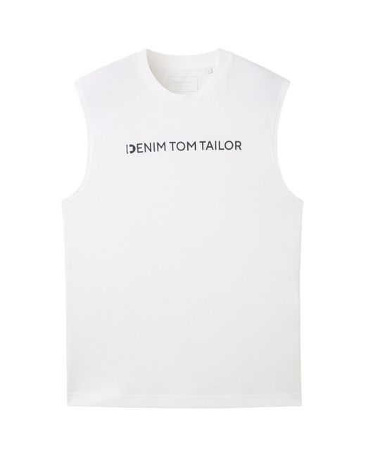 Tom Tailor DENIM Tanktop mit Logoprint in White für Herren