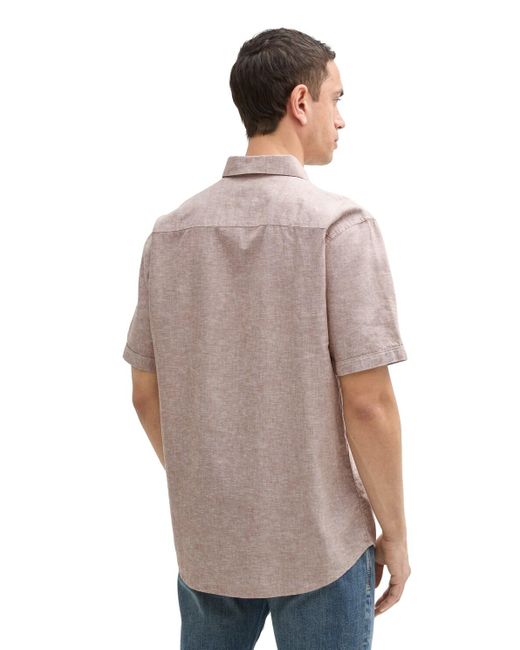 Tom Tailor Regular Fit Kurzarmhemd mit Leinenanteil in Gray für Herren